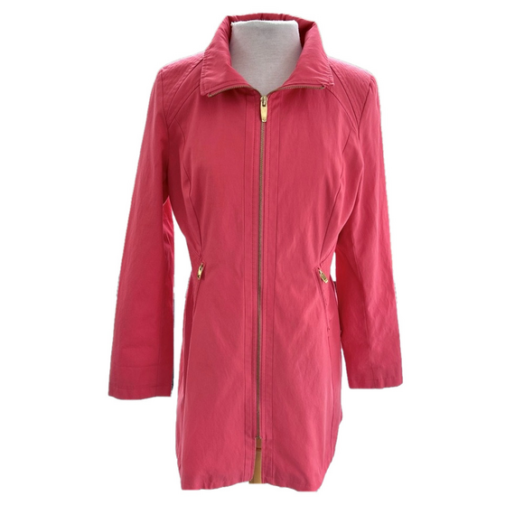 Via Spiga Jackets & Blazers - Via Spiga Rain Coat Coral Large Trench Coat Zip Up Water Repellent Women’s